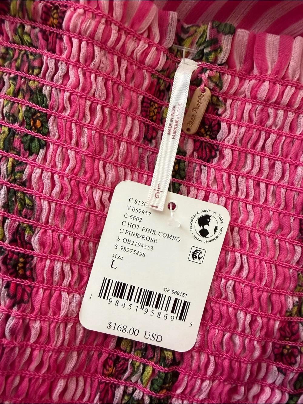 Free People Alejandra Strapless Midi Dress in Hot Pink Combo